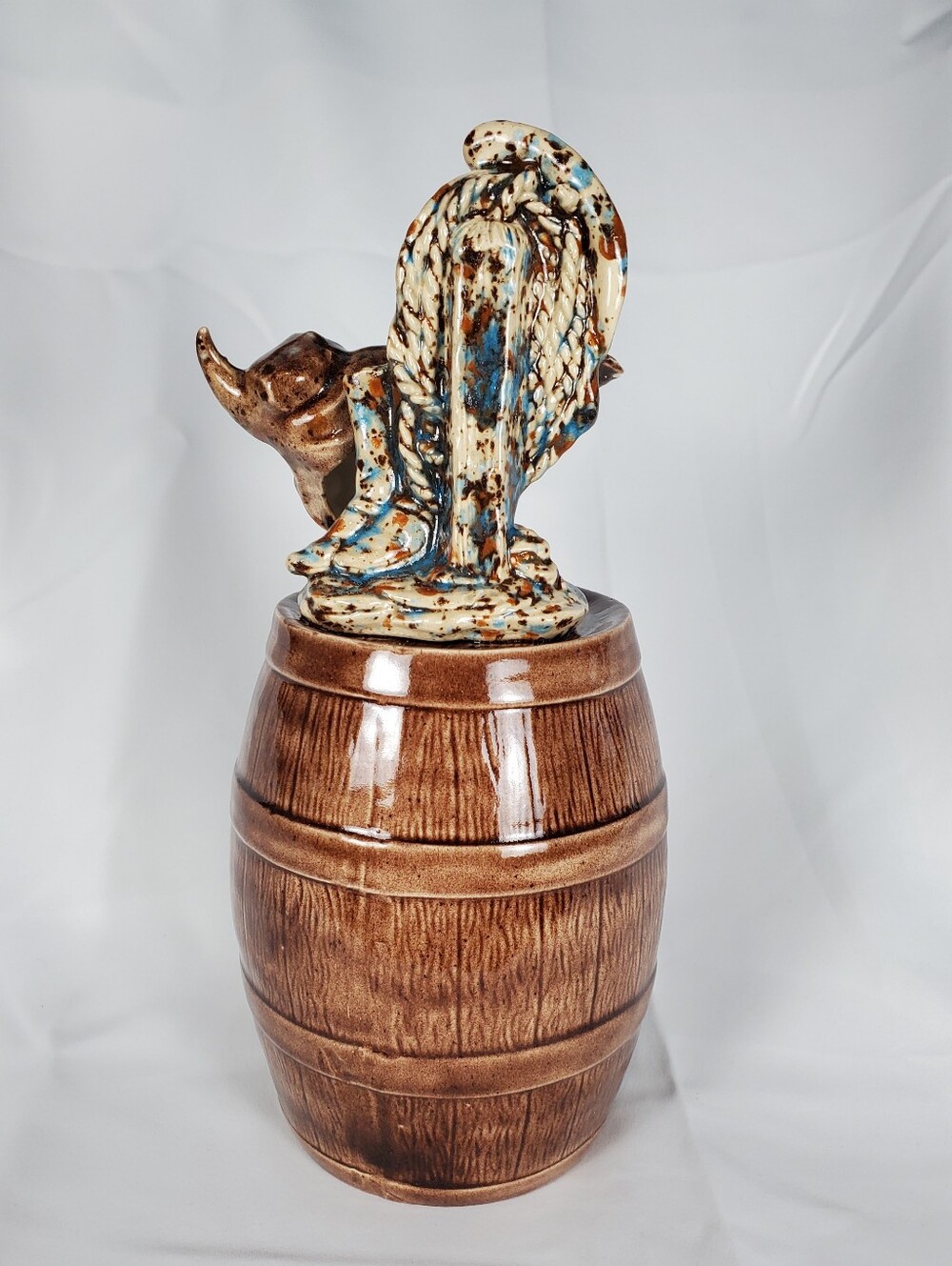 Ceramic Western Theme Barrel Bull Skull Lasso Boots Cowboy Hands Art